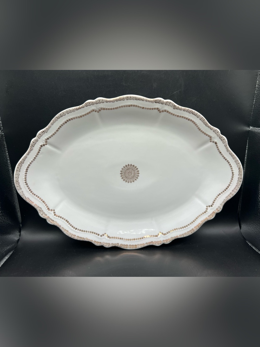 VTG O &E.G Royal Austria Porcelain White & Gold 13” Oval Serving Platter Ornate